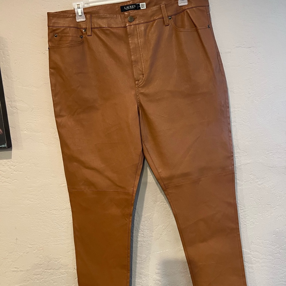 Ralph Lauren Brown Lamb Leather Pants